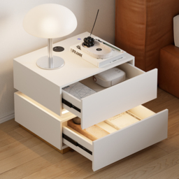 Smart LED Nightstand Wireless Charging Station Bedside Table with Light Modern White - thumbnail 3
