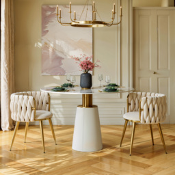 Sweave Nordic Dining Chairs Velvet Upholstery Barrel Back White 6-Pieces Round Accent Dining Room Chairs - thumbnail 4