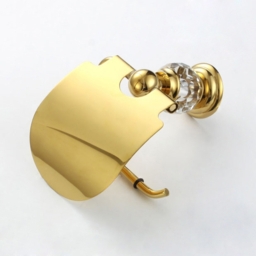 Charles Luxury Wall Mounted Solid Brass Clear Crystal Bathroom Toilet Paper Holder - thumbnail 2