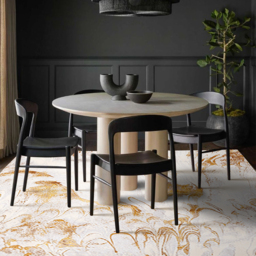 Gradient Gold Abstract Living Room Carpet Machine Washable Non-slip Waterproof Area Rug - thumbnail 5