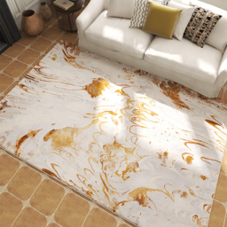 Gradient Gold Abstract Living Room Carpet Machine Washable Non-slip Waterproof Area Rug - thumbnail 7