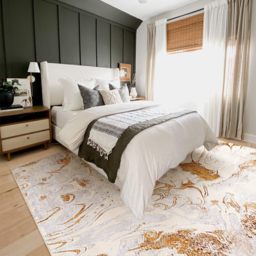 Gradient Gold Abstract Living Room Carpet Machine Washable Non-slip Waterproof Area Rug - thumbnail 3