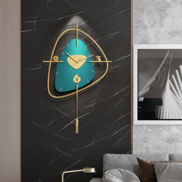 Dark Green & Gold Creative Scandinavian Wall Clock Metal Pendulum Mute Home Decor Clock - thumbnail 3