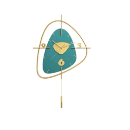 Dark Green & Gold Creative Scandinavian Wall Clock Metal Pendulum Mute Home Decor Clock - thumbnail 8