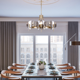 Modern Wagon Wheel 6-Light Chandelier Glass and Steel Frame - thumbnail 2