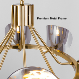 Modern Wagon Wheel 6-Light Chandelier Glass and Steel Frame - thumbnail 7