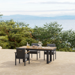 Tevara 5-Piece Rectangular Wood & Aluminium Outdoor Patio Dining Set for 4 People - thumbnail 3