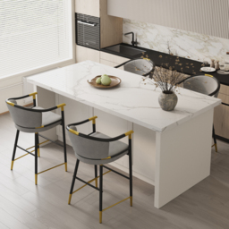 Modern Counter Stools with Velvet Upholstery Gray Bar Stools - thumbnail 3