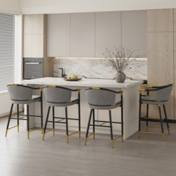 Modern Counter Stools with Velvet Upholstery Gray Bar Stools - thumbnail 5