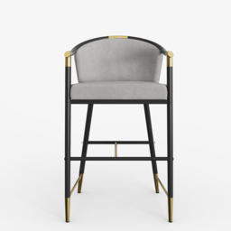 Modern Counter Stools with Velvet Upholstery Gray Bar Stools - thumbnail 9