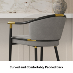 Modern Counter Stools with Velvet Upholstery Gray Bar Stools - thumbnail 8