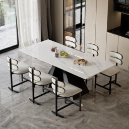 Dining Chairs Faux Leather Modern Warm White Dining Room Chairs with Back Side 8-Pieces