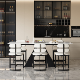 Dining Chairs Faux Leather Modern Warm White Dining Room Chairs with Back Side 8-Pieces - thumbnail 2