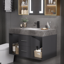 900mm Floating Bathroom Vanity with Sintered Stone Vessel Sink with 2 Drawers - thumbnail 7