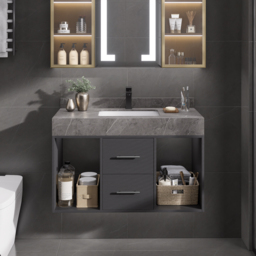 900mm Floating Bathroom Vanity with Sintered Stone Vessel Sink with 2 Drawers - thumbnail 6