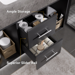 900mm Floating Bathroom Vanity with Sintered Stone Vessel Sink with 2 Drawers - thumbnail 3