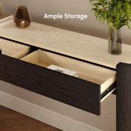 "Japandi 60"" Oval Sintered Stone Console Table With 2 Drawers" - thumbnail 7