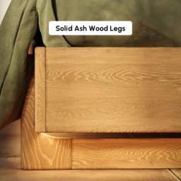 Solid Wood Bed with Leather Extended Headboard & Floating Smart Nightstand Set - thumbnail 9