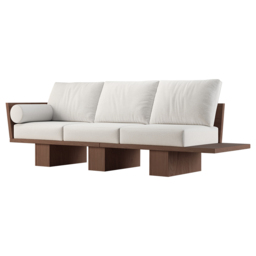 2460mm Walnut Japandi Solid Wood Living Room Sofa 3-Seater Cotton & Linen Upholstery - thumbnail 8