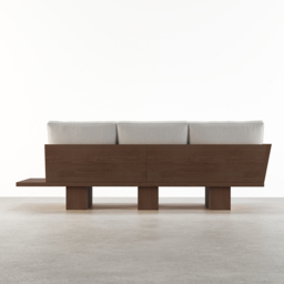 2460mm Walnut Japandi Solid Wood Living Room Sofa 3-Seater Cotton & Linen Upholstery - thumbnail 5