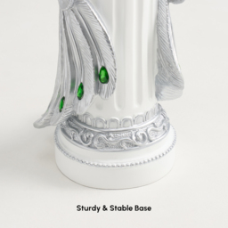 70cm Silver Peacock Statue with Diamond Accents – Luxury Resin Peacock Sculpture - thumbnail 7