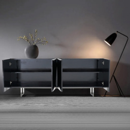1800mm Modern Black Buffet Sideboard Kitchen Cabinet with 4 Doors Adjustable Shelves - thumbnail 7