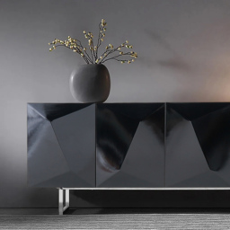 1800mm Modern Black Buffet Sideboard Kitchen Cabinet with 4 Doors Adjustable Shelves - thumbnail 8