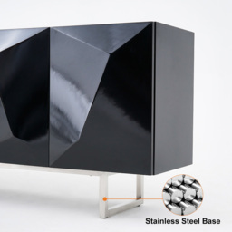 1800mm Modern Black Buffet Sideboard Kitchen Cabinet with 4 Doors Adjustable Shelves - thumbnail 5