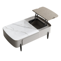 Galure Modern Light Grey Faux Marble Leather Lift Top Coffee Table with Storage - thumbnail 9