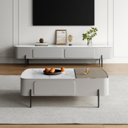 Galure Modern Light Grey Faux Marble Leather Lift Top Coffee Table with Storage - thumbnail 5