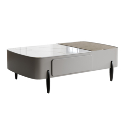 Galure Modern Light Grey Faux Marble Leather Lift Top Coffee Table with Storage - thumbnail 7