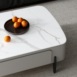 Galure Modern Light Grey Faux Marble Leather Lift Top Coffee Table with Storage - thumbnail 3