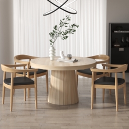 "Extendable Dining Table Set 39""-55"" Japandi Dining Table & 4 Wood Dining Chairs" - thumbnail 2