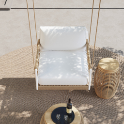 Ropipe Boho 1-Seater Khaki Woven Rope Garden Patio Swing Sofa with Grey Cushion - thumbnail 5