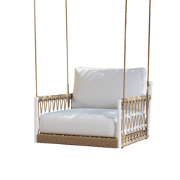 Ropipe Boho 1-Seater Khaki Woven Rope Garden Patio Swing Sofa with Grey Cushion - thumbnail 7
