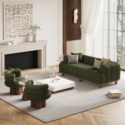 202 cm Boucle Sofa Modern 2 Seater White Couch with Cushion - thumbnail 5