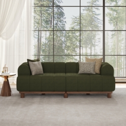 202 cm Boucle Sofa Modern 2 Seater White Couch with Cushion - thumbnail 2