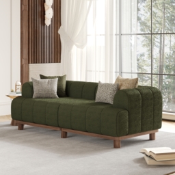 202 cm Boucle Sofa Modern 2 Seater White Couch with Cushion - thumbnail 3