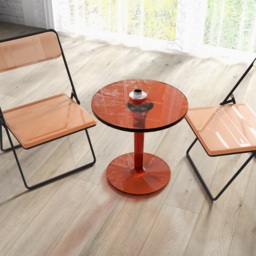Acrylic End Table Amber Modern Accent Table Clear Round Side Table - thumbnail 2