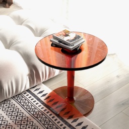 Acrylic End Table Amber Modern Accent Table Clear Round Side Table - thumbnail 4