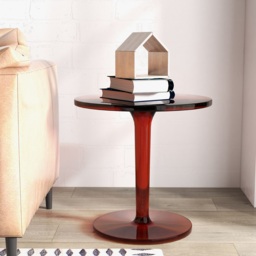 Acrylic End Table Amber Modern Accent Table Clear Round Side Table - thumbnail 3