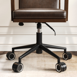 Adjustable High Back Mid-Century Office Chair Faux Leather & Wood Comfy Office Chair in Brown - thumbnail 7