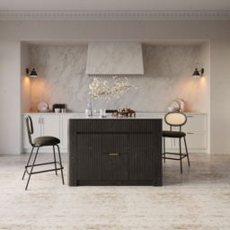 130 cm Kitchen Island Sintered Stone Top with Storage Black Modern - thumbnail 5