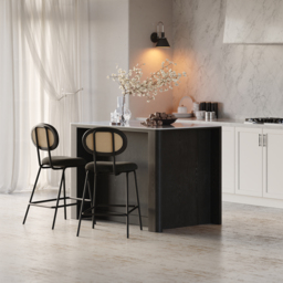 130 cm Kitchen Island Sintered Stone Top with Storage Black Modern - thumbnail 3