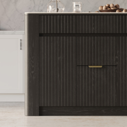 130 cm Kitchen Island Sintered Stone Top with Storage Black Modern - thumbnail 7