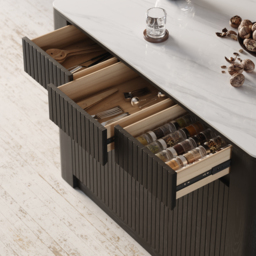 130 cm Kitchen Island Sintered Stone Top with Storage Black Modern - thumbnail 9