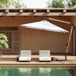 Tevara 3048 mm Patio Cantilever Umbrella Adjustable Height Outdoor Sun Umbrella for Pool / Beach in White - thumbnail 5