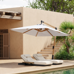 Tevara 3048 mm Patio Cantilever Umbrella Adjustable Height Outdoor Sun Umbrella for Pool / Beach in White - thumbnail 9