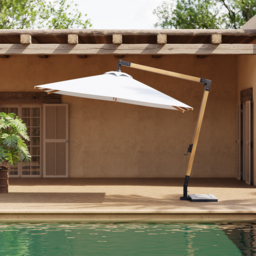 Tevara 3048 mm Patio Cantilever Umbrella Adjustable Height Outdoor Sun Umbrella for Pool / Beach in White - thumbnail 2