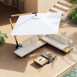 Tevara 3048 mm Patio Cantilever Umbrella Adjustable Height Outdoor Sun Umbrella for Pool / Beach in White - thumbnail 8